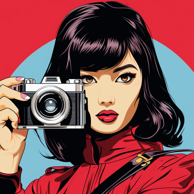 asian woman holding a camera, comic pop art style, cinematic --ar 4:3 --v 5.2 Job ID: 36f1c56e-d89a-4df9-90a1-a92afb2345d3